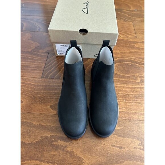 Clarks Women's 5.5 M Memi Top Ankle Boot Black Leather Slip On NEW - Picture 5 of 8